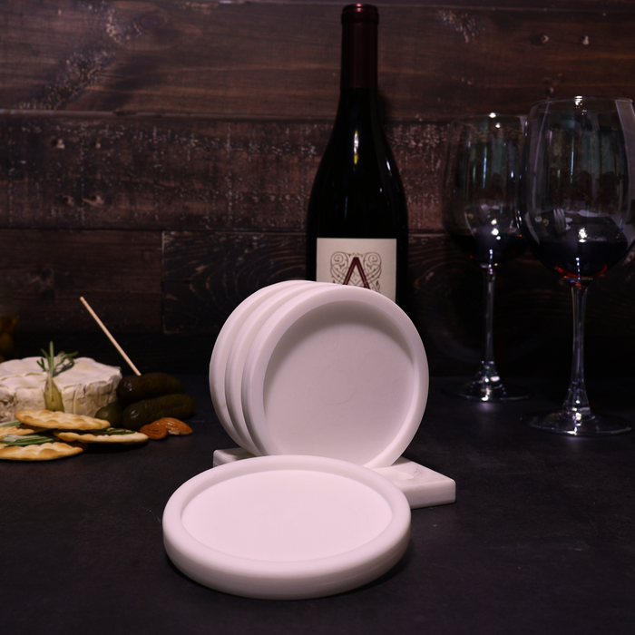 White Customizable Corian Coaster Set - Table Protectors, Gift Idea