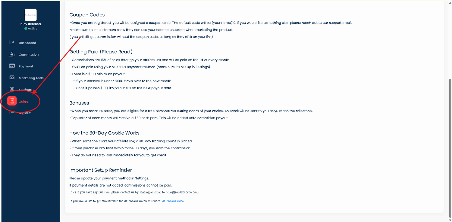 Click On The Guide Tab